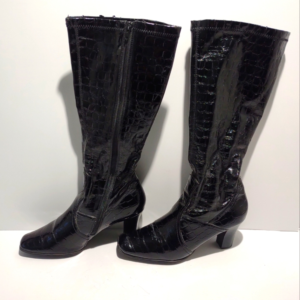 Maurice's Faux Leather Calf high heel boots. Size 10 Black